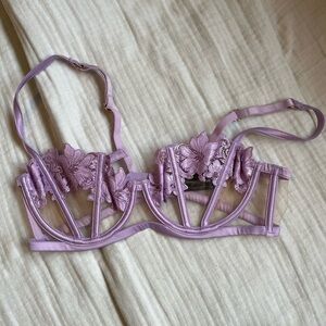 Honey Birdette Lilac Balconette Bra with Floral Embroidery
